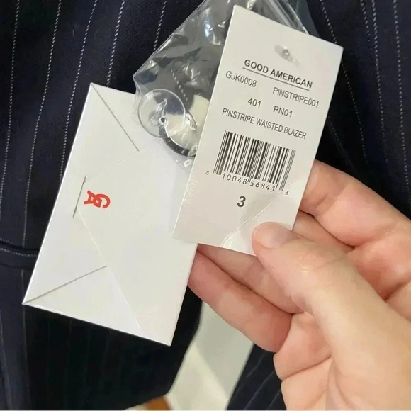 NWT Good American Pinstripe Waisted Blazer Jacket size 3 or Large - Picture 4 of 9